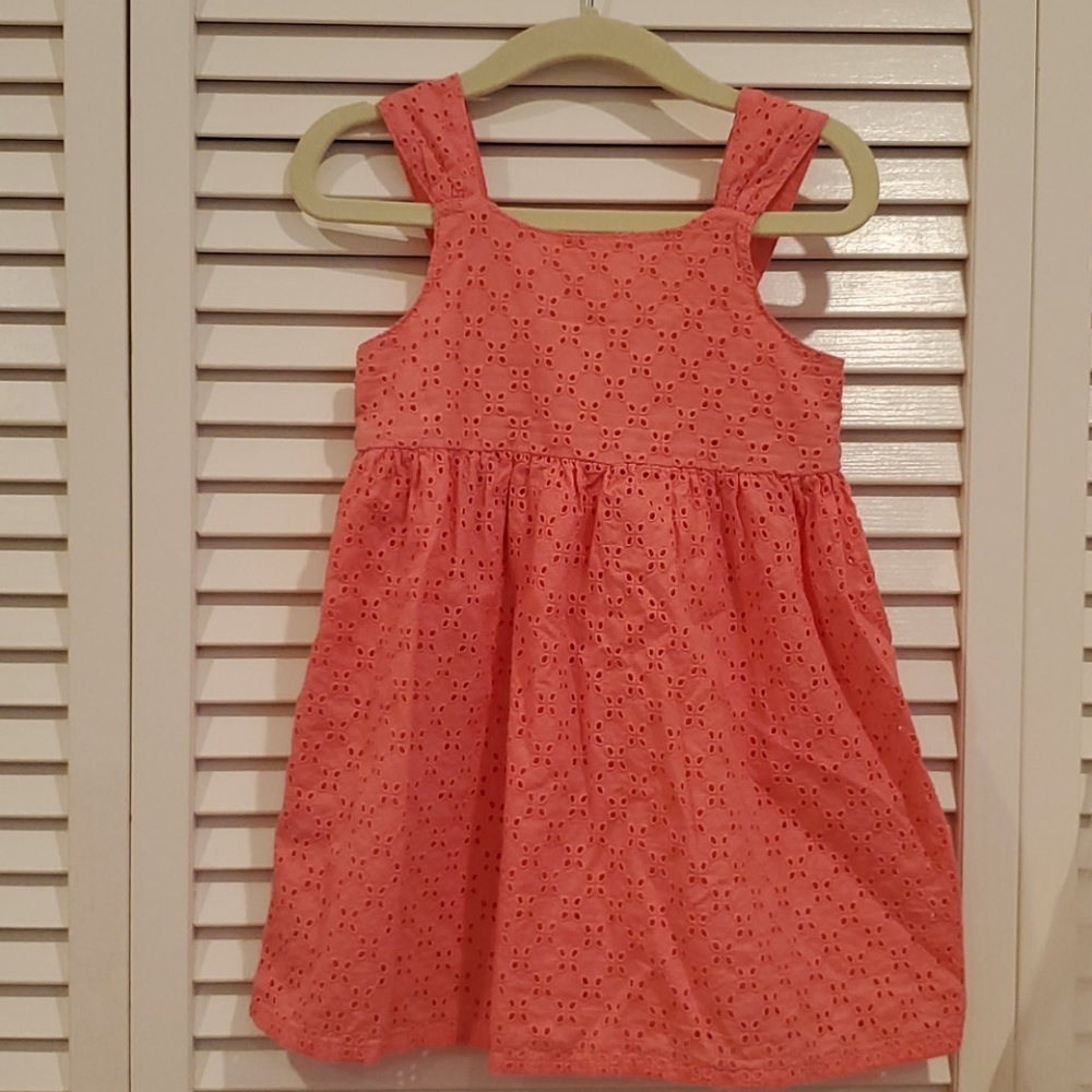 Eyelet guava pink toddler girl dress